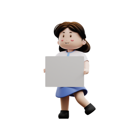 Female student with blank paper  3D Illustration