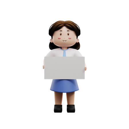 Female student with blank paper  3D Illustration