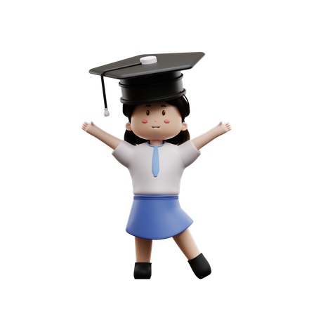 Female students wearing graduation caps  3D Illustration