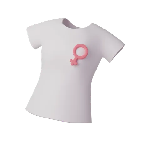 Casual White Tee With Pink Female Icon International Womens Day 3 D Illustration Feminism Independence Freedom Empowerment Activism For Women Rights 3D Icon