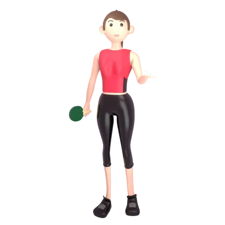 Female table tennis player 3D Illustration