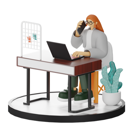 Female Talking On Phone  3D Illustration