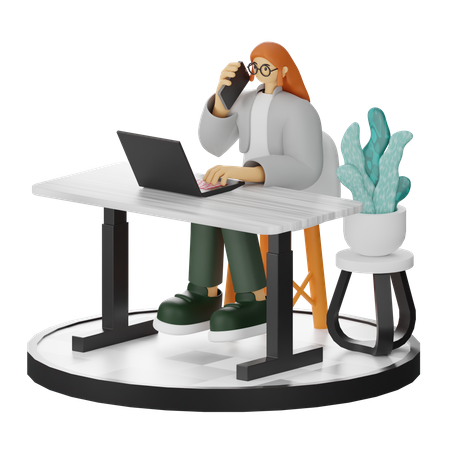 Female Talking On Phone  3D Illustration