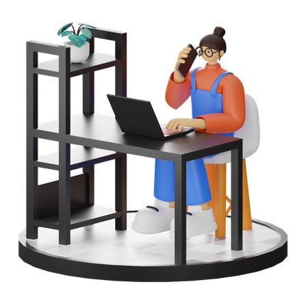 Female Talking On Phone  3D Illustration