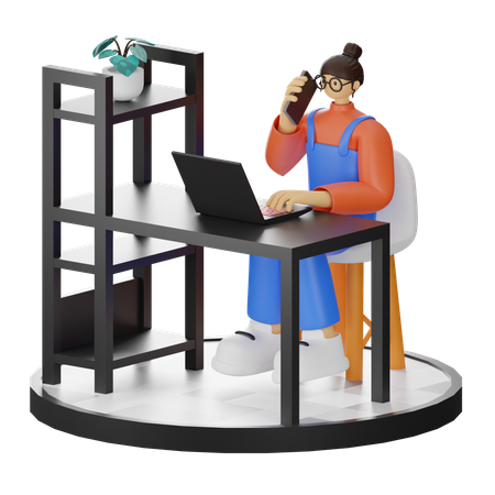 Female Talking On Phone  3D Illustration