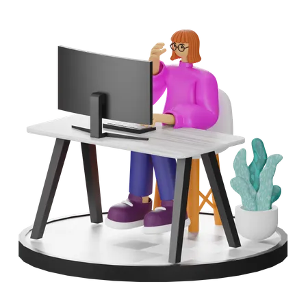 Female Talking On Smartphone  3D Illustration