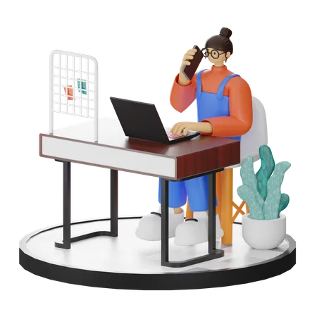 Female Talking On Smartphone  3D Illustration