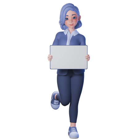 빈 흰색 태블릿을 들고 포즈를 취하는 여교사  3D Illustration