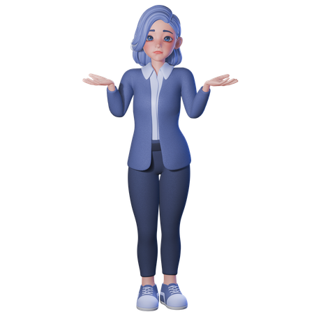 Female Teacher Showing Shrugging Pose  3D Illustration