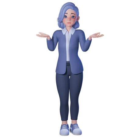 Female Teacher Showing Shrugging Pose  3D Illustration