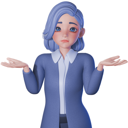 Female Teacher Showing Shrugging Pose  3D Illustration