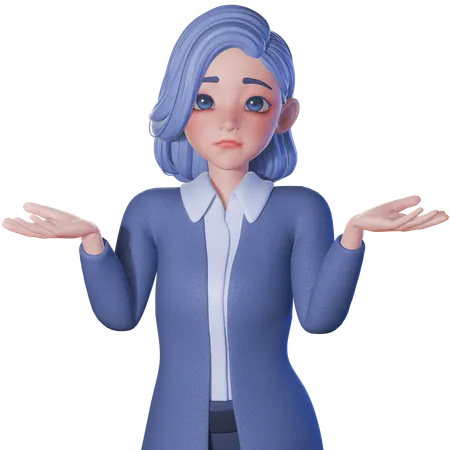 Female Teacher Showing Shrugging Pose  3D Illustration