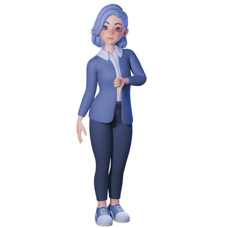 Female Teacher Showing Thumb Down Gesture  3D Illustration