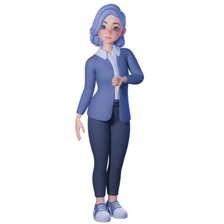 Female Teacher Showing Thumb Down Gesture  3D Illustration