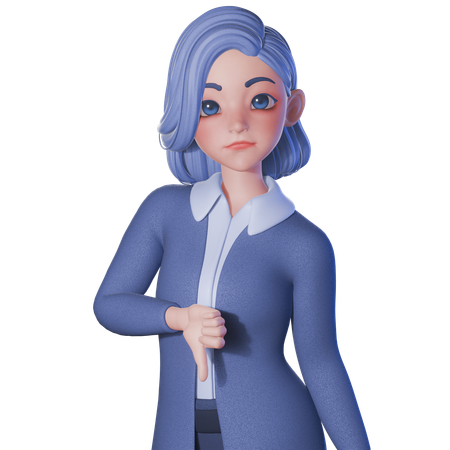 Female Teacher Showing Thumb Down Gesture  3D Illustration