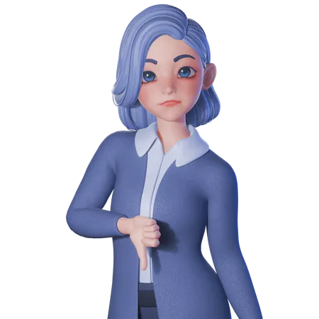 Female Teacher Showing Thumb Down Gesture  3D Illustration