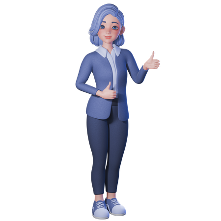 Female Teacher Showing Thumbs Up Gesture With Both Hands  3D Illustration