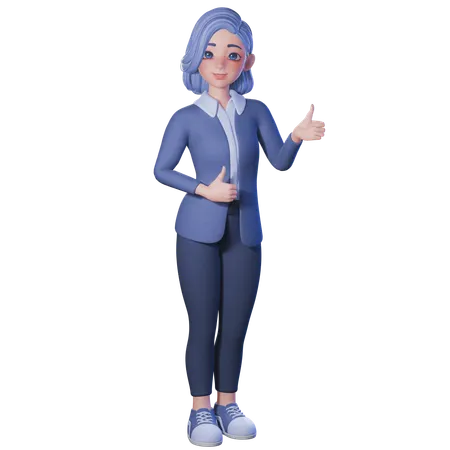 Female Teacher Showing Thumbs Up Gesture With Both Hands  3D Illustration