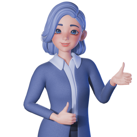 Female Teacher Showing Thumbs Up Gesture With Both Hands  3D Illustration
