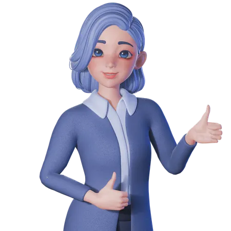 Female Teacher Showing Thumbs Up Gesture With Both Hands  3D Illustration