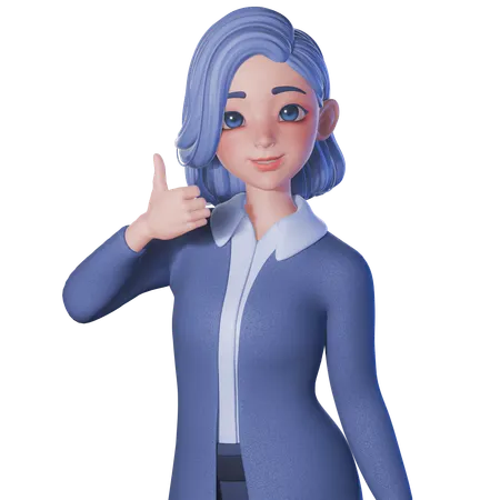 왼손으로 엄지손가락을 치켜든 여성 교사  3D Illustration