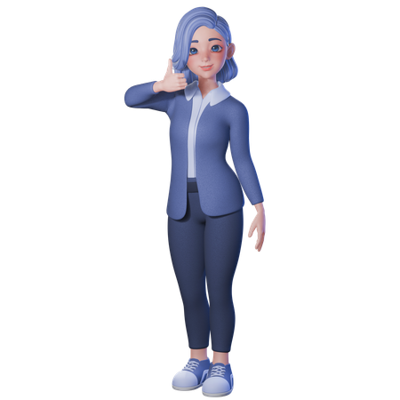Female Teacher Showing Thumbs Up Gesture With Left Hand  3D Illustration