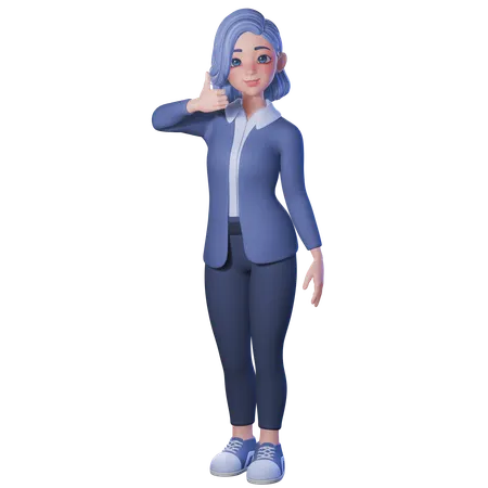 Female Teacher Showing Thumbs Up Gesture With Left Hand  3D Illustration