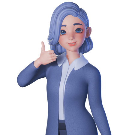 Female Teacher Showing Thumbs Up Gesture With Left Hand  3D Illustration
