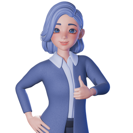 Female Teacher Showing Thumbs Up Gesture With Right Hand  3D Illustration