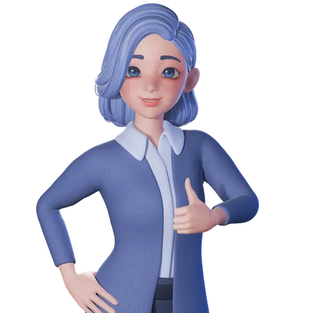 Female Teacher Showing Thumbs Up Gesture With Right Hand  3D Illustration