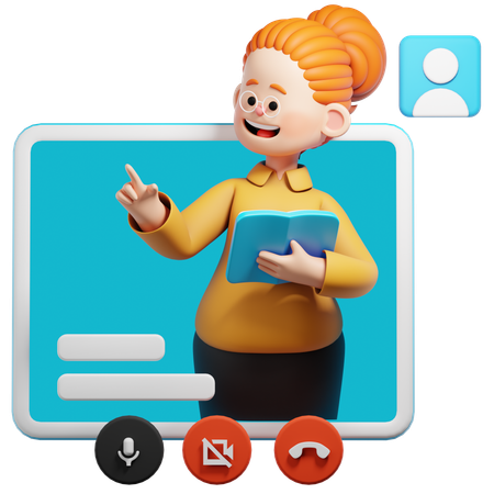 Female Teacher Teaching Online Teaching  3D Illustration