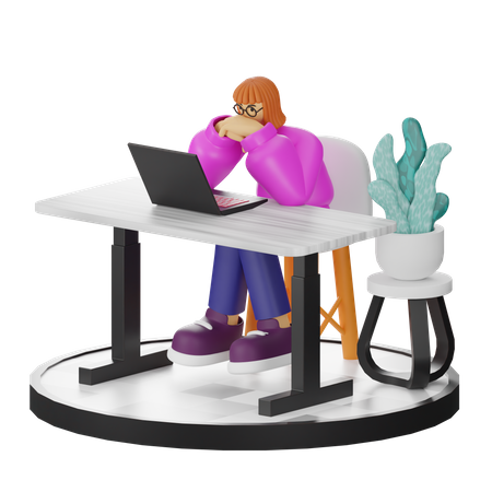 Female Thinking of ideas at work  3D Icon