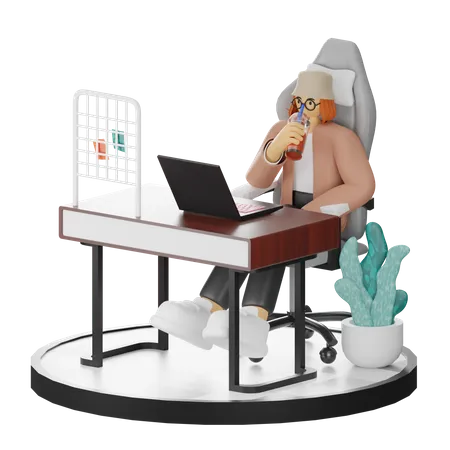 Female Thinking Of Ideas At Work  3D Illustration