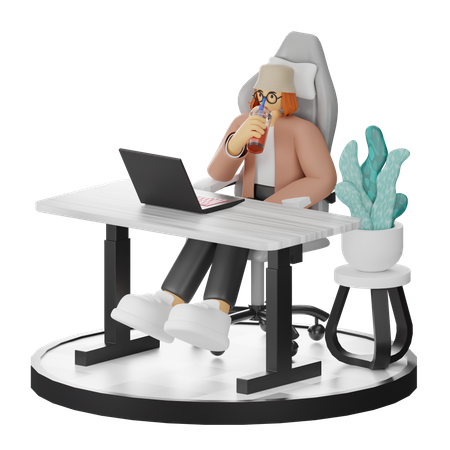 Female Thinking Of Ideas At Work  3D Illustration