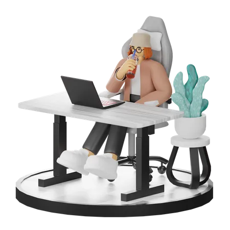 Female Thinking Of Ideas At Work  3D Illustration