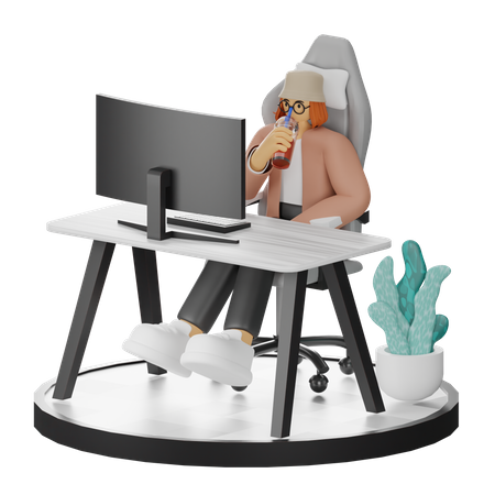 Female Thinking Of Ideas At Work  3D Illustration