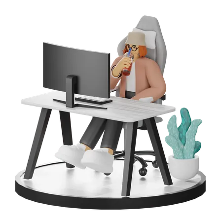 Female Thinking Of Ideas At Work  3D Illustration