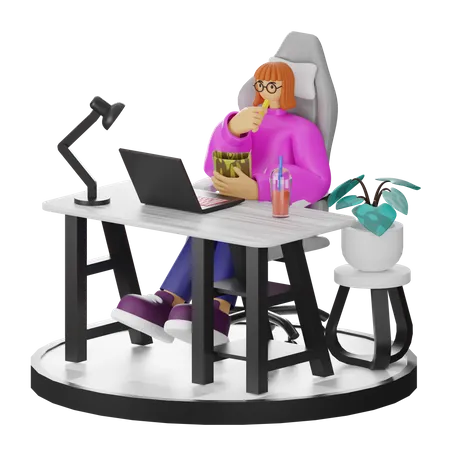 Female Thinking Of Ideas At Work  3D Illustration