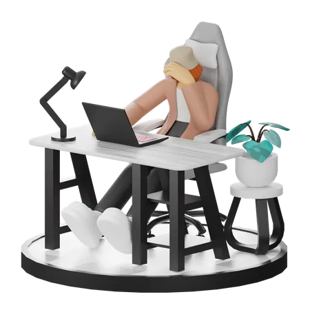 Female Thinking Of Ideas At Work  3D Illustration