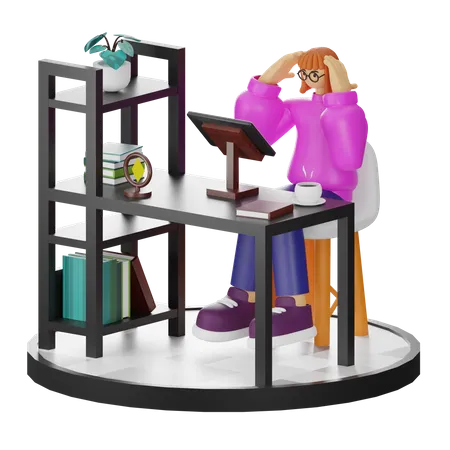 Female Thinking Of Ideas At Work  3D Illustration