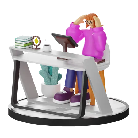 Female Thinking Of Ideas At Work  3D Illustration