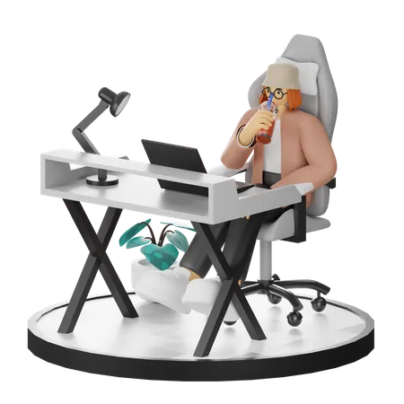 Female Thinking Of Ideas At Work  3D Illustration