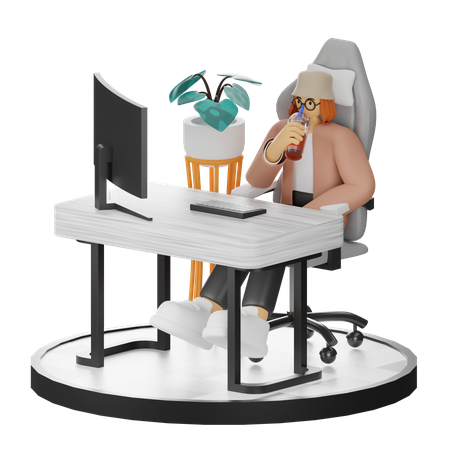 Female Thinking Of Ideas At Work  3D Illustration