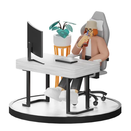 Female Thinking Of Ideas At Work  3D Illustration