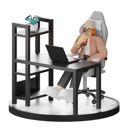 Female Thinking Of Ideas At Work  3D Illustration