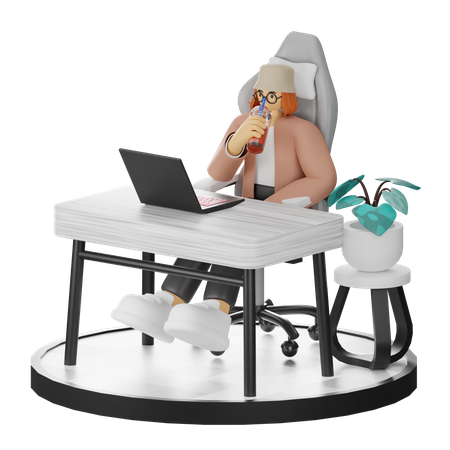 Female Thinking Of Ideas At Work  3D Illustration