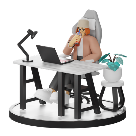 Female Thinking Of Ideas At Work  3D Illustration