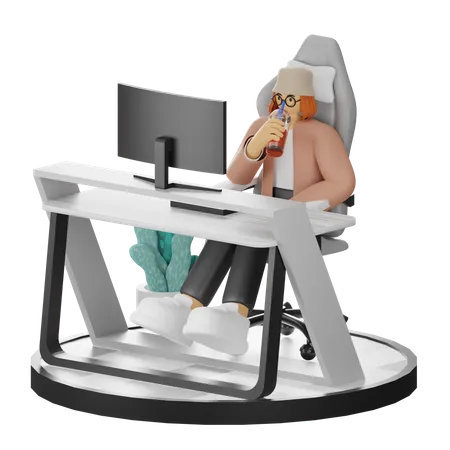 Female Thinking Of Ideas At Work  3D Illustration