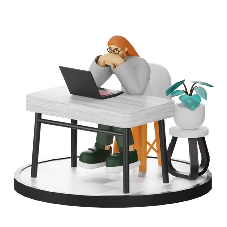 Female Thinking of ideas at work  3D Illustration