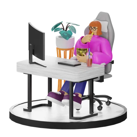 Female Thinking Of Ideas At Work  3D Illustration